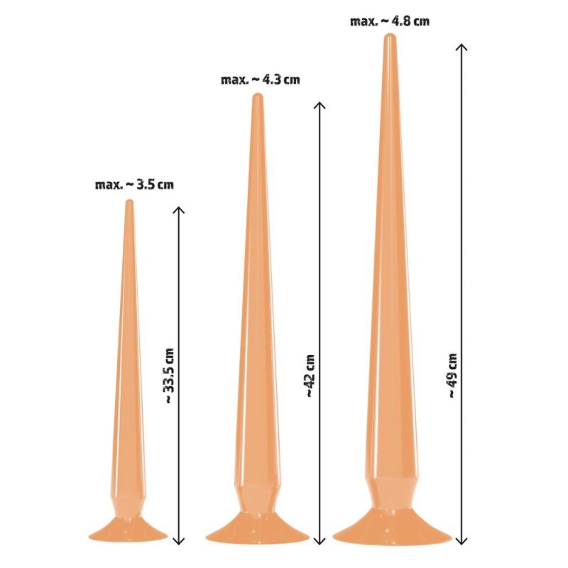 Zestaw 3 korki analne z przyssawką długie 30-49cm